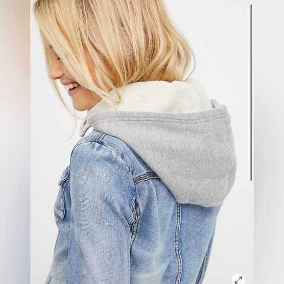 Free people Double Weave Denim Jacket in Vintage wash size L - Picture 5 of 9